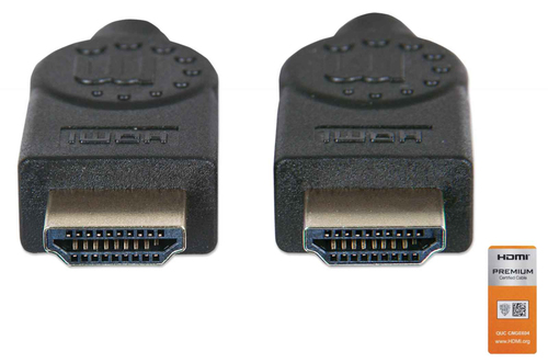 Manhattan HDMI kabel 4K@60Hz met Ethernet, 3 m, Gecertificeerd, geschikt voor ALLE 4K en 1080p/HD toepassingen - upgrade nu of zorg dat het klaarstaat voor wanneer je het nodig hebtzwartzwart, mannelijk naar mannelijk, zwart, levenslange garantie,equivalent HDMM3MP