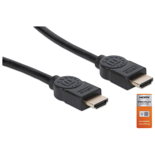 Manhattan HDMI kabel 4K@60Hz met Ethernet, 5 m, Gecertificeerd, geschikt voor ALLE 4K en 1080p/HD toepassingen - upgrade nu of zorg dat het klaarstaat voor wanneer je het nodig hebtzwartzwart, mannelijk naar mannelijk, zwart, levenslange garantie,equivalent HDMM5MP