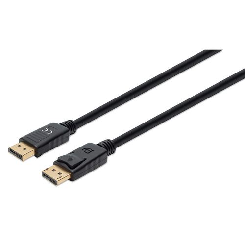 Manhattan DisplayPort 1.4 kabel, 8K@60Hz, 1 m, mannelijk naar mannelijk, geschikt voor 8K/4K/1080p toepassingen, met vergrendeling, volledig afgeschermd, zwart, levenslange garantie, equivalent aan DP14MM1M