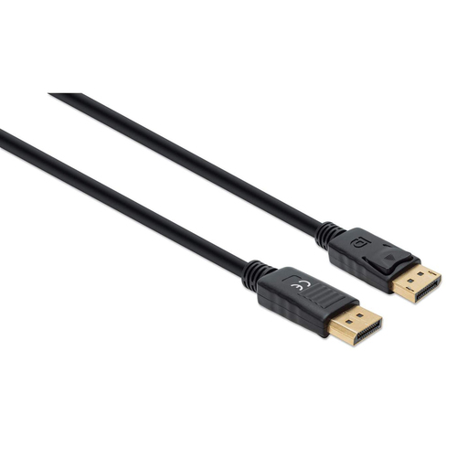 Manhattan DisplayPort 1.4 kabel, 8K@60Hz, 1 m, mannelijk naar mannelijk, geschikt voor 8K/4K/1080p toepassingen, met vergrendeling, volledig afgeschermd, zwart, levenslange garantie, equivalent aan DP14MM1M