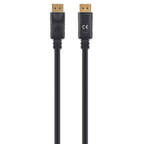 Manhattan DisplayPort 1.4 kabel, 8K@60Hz, 1 m, mannelijk naar mannelijk, geschikt voor 8K/4K/1080p toepassingen, met vergrendeling, volledig afgeschermd, zwart, levenslange garantie, equivalent aan DP14MM1M