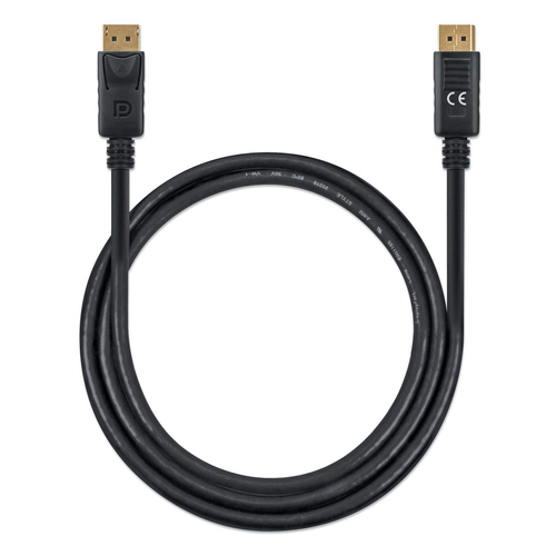 Manhattan DisplayPort 1.4 kabel, 8K@60Hz, 1 m, mannelijk naar mannelijk, geschikt voor 8K/4K/1080p toepassingen, met vergrendeling, volledig afgeschermd, zwart, levenslange garantie, equivalent aan DP14MM1M