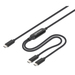Manhattan Dubbele USB-C naar USB-C oplaadkabel, 100W, 2 m, 1x USB-C naar 2x USB-C, slimme power-splitter, tot 100W enkel of 70W + 28W, gevlochten mantel, aluminium connectoren, zwart, 3 jaar garantie