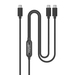 Manhattan Dubbele USB-C naar USB-C oplaadkabel, 100W, 2 m, 1x USB-C naar 2x USB-C, slimme power-splitter, tot 100W enkel of 70W + 28W, gevlochten mantel, aluminium connectoren, zwart, 3 jaar garantie
