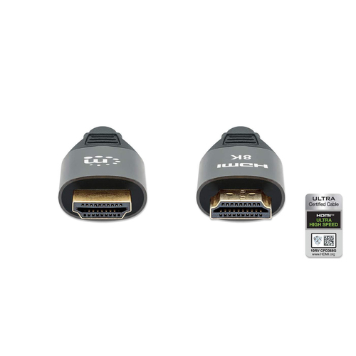 Manhattan HDMI kabel 8K@60Hz (4K@120Hz) met Ethernet, 3 m, Gecertificeerd, geschikt voor ALLE 8K/4K/1080p/HD toepassingen - upgrade nu of zorg dat het klaarstaat voor wanneer je het nodig hebtzwartzwart, mannelijk naar mannelijk, zwart, levenslange garantie