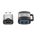 Manhattan 2-delige adapterset USB-C naar USB-A en USB-A naar USB-C, mannelijk naar vrouwelijk conversie, 5 Gbps (USB 3.2 Gen1 / USB 3.0), zwart/zilver, levenslange garantie