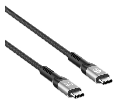 Manhattan Snelle USB-C naar USB-C kabel (240W), 2 m, 240W laptopladen + snelle data & video, werkt met alle laptops (let op: extra USB-C 240W wandlader nodig), extra lang bereik voor bureau/vloeraansluiting, 3 jaar garantie
