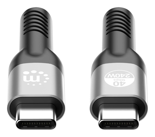 Manhattan Snelle USB-C naar USB-C kabel (240W), 2 m, 240W laptopladen + snelle data & video, werkt met alle laptops (let op: extra USB-C 240W wandlader nodig), extra lang bereik voor bureau/vloeraansluiting, 3 jaar garantie