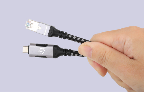 Manhattan USB-C naar Gigabit Ethernet kabel, 10/100/1000 Mbps, RJ45, 2 m, zwart/zilver, 3 jaar garantie