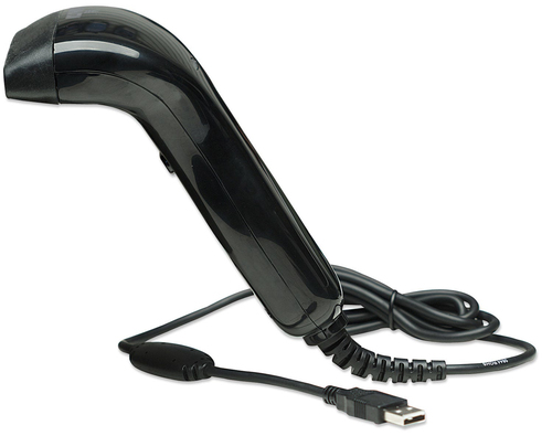 Manhattan Contact CCD handheld barcodescanner, USB, scanbreedte 80 mm, kabel 1,52 m, max. 3.000 lux, zwart, 3 jaar garantie