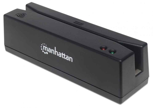 Manhattan USB-A magneetstripkaartlezer, triple-track lezer, keyboard wedge (toetsenbordemulatie), kabel van 1,5 m, zwart, 3 jaar garantie