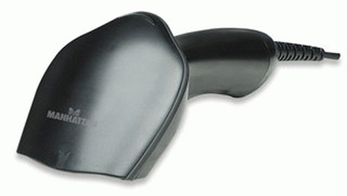 Manhattan CCD handheld barcodescanner met groot bereik, USB, scanafstand 500 mm, kabel 1,5 m, max. omgevingslicht 30.000 lux (zonlicht), zwart, 3 jaar garantie