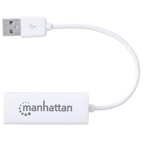Manhattan USB-A Fast Ethernet adapter, 10/100 Mbps, 480 Mbps (USB 2.0), RJ45, wit, 3 jaar garantie