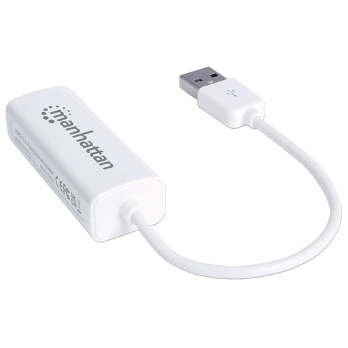 Manhattan USB-A Fast Ethernet adapter, 10/100 Mbps, 480 Mbps (USB 2.0), RJ45, wit, 3 jaar garantie