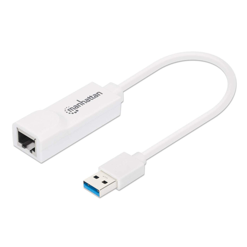 Manhattan USB-A Gigabit netwerkadapter, 10/100/1000 Mbps, 5 Gbit/s (USB 3.2 Gen 1 / USB 3.0), Ethernet, RJ45, wit, 3 jaar garantie, equivalent aan USB31000SW