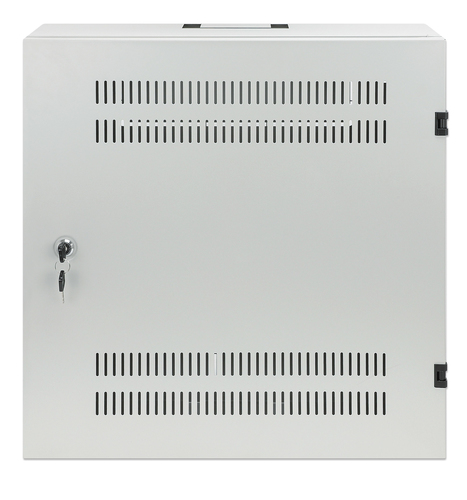 Intellinet Low-profile 19" wandkast met 4U horizontale en 2U verticale rails, slanke ruimtebesparende behuizing met slechts 170 mm diepte, ideaal voor AV/multimedia/surveillance, gemonteerd, grijs RAL 7035