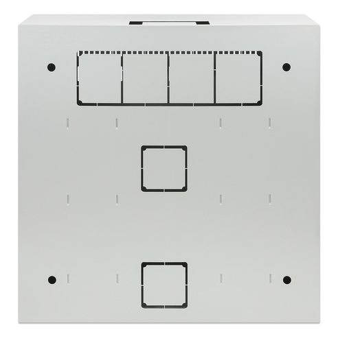 Intellinet Low-profile 19" wandkast met 4U horizontale en 2U verticale rails, slanke ruimtebesparende behuizing met slechts 170 mm diepte, ideaal voor AV/multimedia/surveillance, gemonteerd, grijs RAL 7035