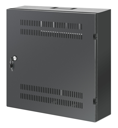 Intellinet Low-profile 19" wandkast met 4U horizontale en 2U verticale rails, slanke ruimtebesparende behuizing met slechts 170 mm diepte, ideaal voor AV/multimedia/surveillance, gemonteerd, zwart RAL 7021