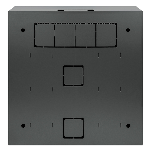 Intellinet Low-profile 19" wandkast met 4U horizontale en 2U verticale rails, slanke ruimtebesparende behuizing met slechts 170 mm diepte, ideaal voor AV/multimedia/surveillance, gemonteerd, zwart RAL 7021