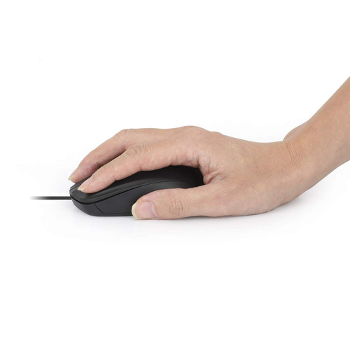Manhattan Comfort II bedrade USB-muis, 1000 dpi, USB-A, optisch, ambidextrous, 3 knoppen + scrollwiel, zwart, 3 jaar garantie