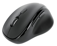 Manhattan Ergonomische draadloze muis, rechtshandig, instelbaar 800/1200/1600 dpi, 2,4 GHz (tot 10 m), 6 knoppen + scrollwiel, combo USB-A + USB-C ontvanger, zwart, AA-batterij (incl.), 3 jaar garantie