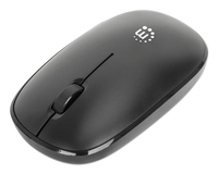 Manhattan MW3050 draadloze optische muis, zwart, 1200 dpi, 2,4 GHz (tot 10 m), USB, ambidextrous, 3 knoppen + scrollwiel, nano USB-A ontvanger, AA-batterij (incl.), lage wrijving onderzijde, USB-A, 3 jaar garantie