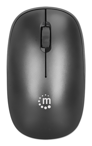 Manhattan MW3050 draadloze optische muis, zwart, 1200 dpi, 2,4 GHz (tot 10 m), USB, ambidextrous, 3 knoppen + scrollwiel, nano USB-A ontvanger, AA-batterij (incl.), lage wrijving onderzijde, USB-A, 3 jaar garantie