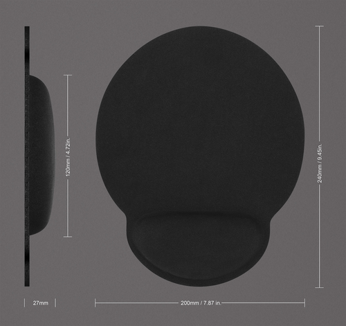 Manhattan Gel polssteun met muismat, zwart, 241 × 203 × 40 mm, antislip basis, levenslange garantie