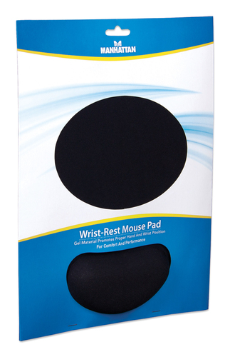 Manhattan Gel polssteun met muismat, zwart, 241 × 203 × 40 mm, antislip basis, levenslange garantie