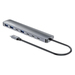 Manhattan USB-C dock/hub, poorten (7): USB-A (3×) en USB-C (4×), met Power Delivery (PD) 100 W - vereist een externe USB-C-lader (niet inbegrepen). USB-gevoed (geen externe voeding vereist) wanneer PD niet wordt gebruikt, aluminium