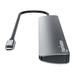Manhattan USB-C dock/hub, poorten (7): USB-A (3×) en USB-C (4×), met Power Delivery (PD) 100 W - vereist een externe USB-C-lader (niet inbegrepen). USB-gevoed (geen externe voeding vereist) wanneer PD niet wordt gebruikt, aluminium