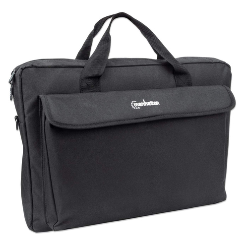 Manhattan London laptoptas 17,3", top loader, zwart, LAGE KOSTEN, accessoirevak, afneembare schouderriem, notebooktas, 3 jaar garantie