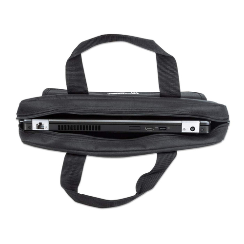 Manhattan London laptoptas 17,3", top loader, zwart, LAGE KOSTEN, accessoirevak, afneembare schouderriem, notebooktas, 3 jaar garantie