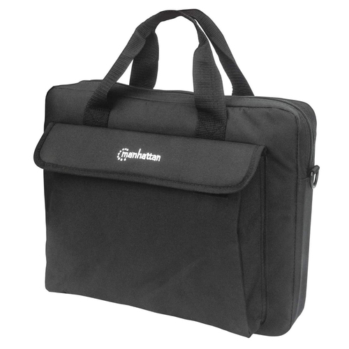 Manhattan London laptoptas 14,1", top loader, zwart, LAGE KOSTEN, accessoirevak, afneembare schouderriem, notebooktas, 3 jaar garantie