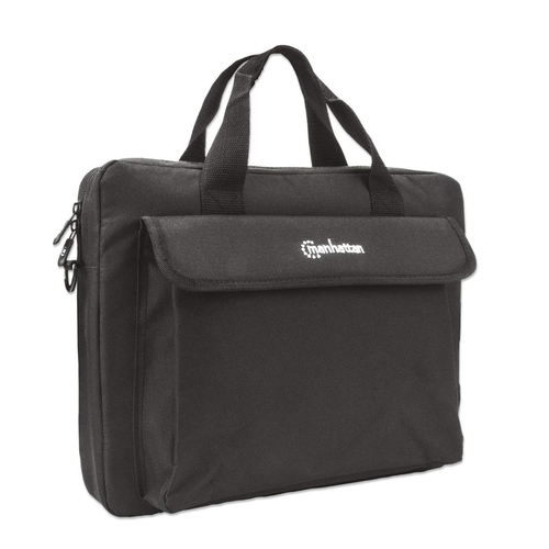 Manhattan London laptoptas 14,1", top loader, zwart, LAGE KOSTEN, accessoirevak, afneembare schouderriem, notebooktas, 3 jaar garantie