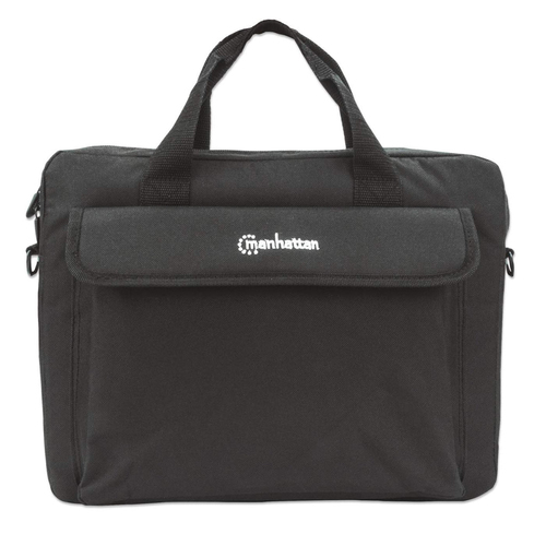Manhattan London laptoptas 14,1", top loader, zwart, LAGE KOSTEN, accessoirevak, afneembare schouderriem, notebooktas, 3 jaar garantie