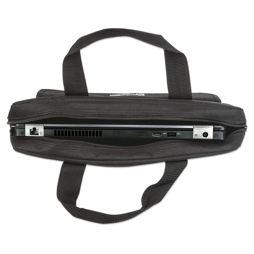 Manhattan London laptoptas 14,1", top loader, zwart, LAGE KOSTEN, accessoirevak, afneembare schouderriem, notebooktas, 3 jaar garantie