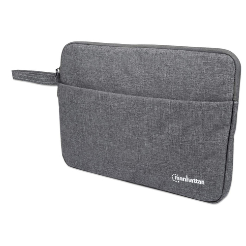 Manhattan Seattle laptop sleeve 14,5", grijs, gevoerd, extra zachte binnenvoering, hoofdvak met dubbele rits, ritsvak vooraan, draaglus, waterbestendig en duurzaam, laptopsleeve, 3 jaar garantie