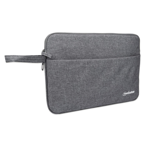 Manhattan Seattle laptop sleeve 14,5", grijs, gevoerd, extra zachte binnenvoering, hoofdvak met dubbele rits, ritsvak vooraan, draaglus, waterbestendig en duurzaam, laptopsleeve, 3 jaar garantie