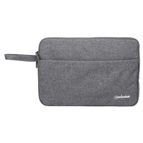 Manhattan Seattle laptop sleeve 14,5", grijs, gevoerd, extra zachte binnenvoering, hoofdvak met dubbele rits, ritsvak vooraan, draaglus, waterbestendig en duurzaam, laptopsleeve, 3 jaar garantie