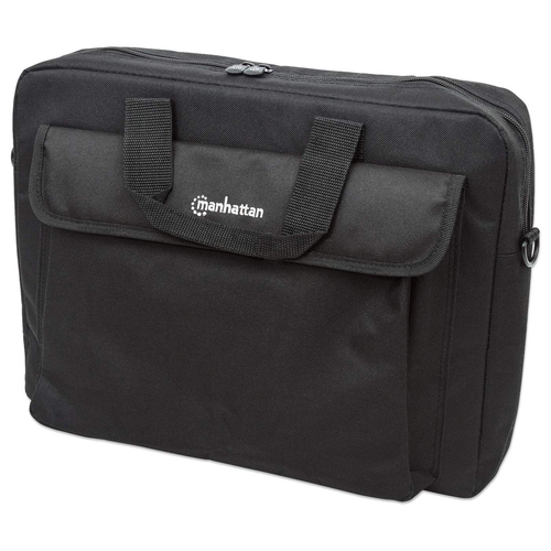 Manhattan London laptoptas 15,6", top loader, zwart, LAGE KOSTEN, accessoirevak, afneembare schouderriem, notebooktas, 3 jaar garantie
