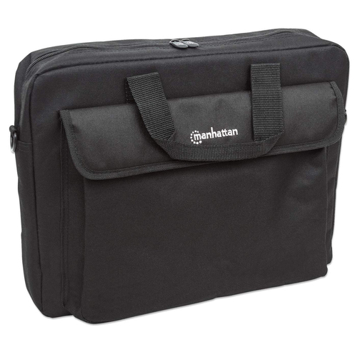 Manhattan London laptoptas 15,6", top loader, zwart, LAGE KOSTEN, accessoirevak, afneembare schouderriem, notebooktas, 3 jaar garantie