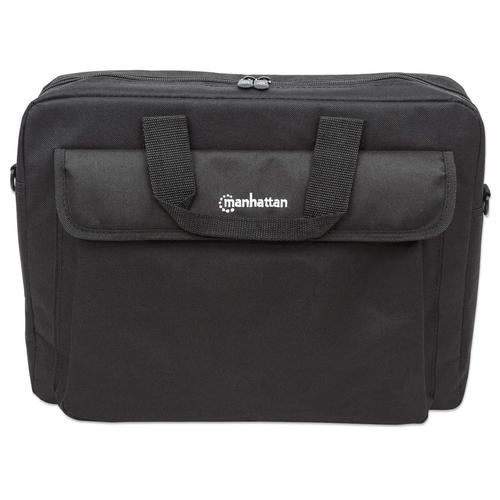 Manhattan London laptoptas 15,6", top loader, zwart, LAGE KOSTEN, accessoirevak, afneembare schouderriem, notebooktas, 3 jaar garantie