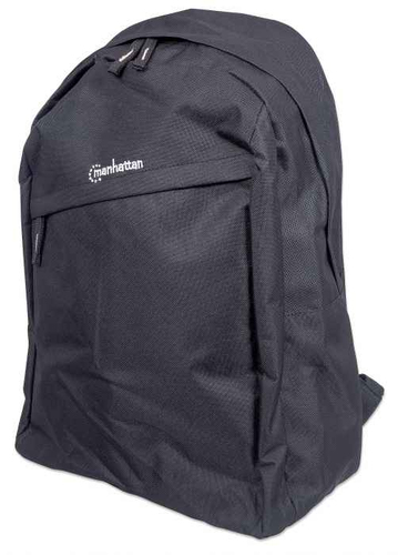 Manhattan Knappack rugzak 15,6", zwart, LAGE KOSTEN, lichtgewicht, interne laptophoes, accessoirevak, gevoerde verstelbare schouderbanden, fleshouder, 3 jaar garantie