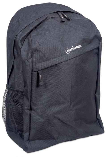 Manhattan Knappack rugzak 15,6", zwart, LAGE KOSTEN, lichtgewicht, interne laptophoes, accessoirevak, gevoerde verstelbare schouderbanden, fleshouder, 3 jaar garantie