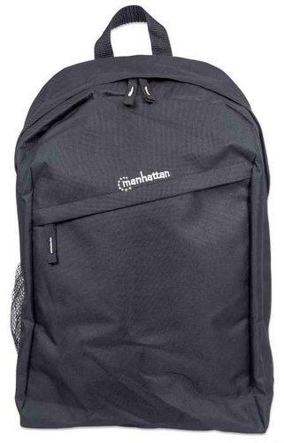 Manhattan Knappack rugzak 15,6", zwart, LAGE KOSTEN, lichtgewicht, interne laptophoes, accessoirevak, gevoerde verstelbare schouderbanden, fleshouder, 3 jaar garantie