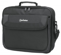 Manhattan Cambridge laptoptas 14,1", laptoptas met volledige opening, zwart, LAGE KOSTEN, accessoirevak + achtervak, afneembare schouderriem, clamshell, 3 jaar garantie