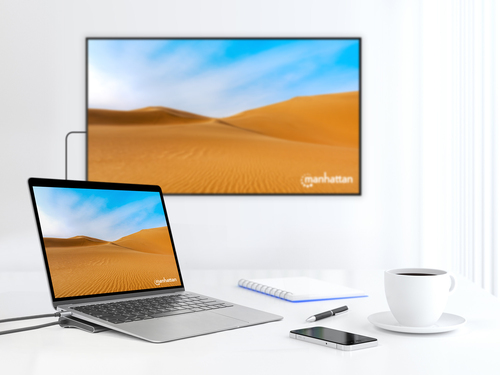 Manhattan USB-C dock/hub met kaartlezer, poorten (10): 3,5 mm audio, DisplayPort, Ethernet, HDMI (2×), USB-A (3×) en USB-C (2×), met PD 100W -vereist een externe USB-C-lader (niet inbegrepen). USB-gevoed (geen externe voeding vereist) wanneer PD niet wordt gebruikt