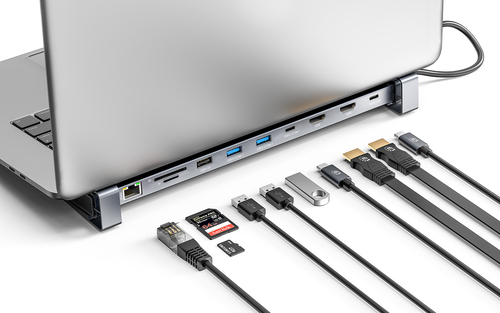 Manhattan USB-C dock/hub met kaartlezer en MST, poorten (7): Ethernet, HDMI (2× 4K@60Hz), USB-A (3×) en USB-C, met Power Delivery (PD) 100W - vereist een externe USB-C-lader (niet inbegrepen). USB-gevoed (geen externe voeding vereist) wanneer PD niet wordt gebruikt