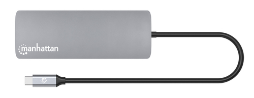 Manhattan USB-C dock/hub met kaartlezer, poorten (7): Ethernet, HDMI, USB-A (3×) en USB-C (2×), met Power Delivery (PD) 100 W - vereist een externe USB-C-lader (niet inbegrepen). USB-gevoed (geen externe voeding vereist) wanneer PD niet wordt gebruikt